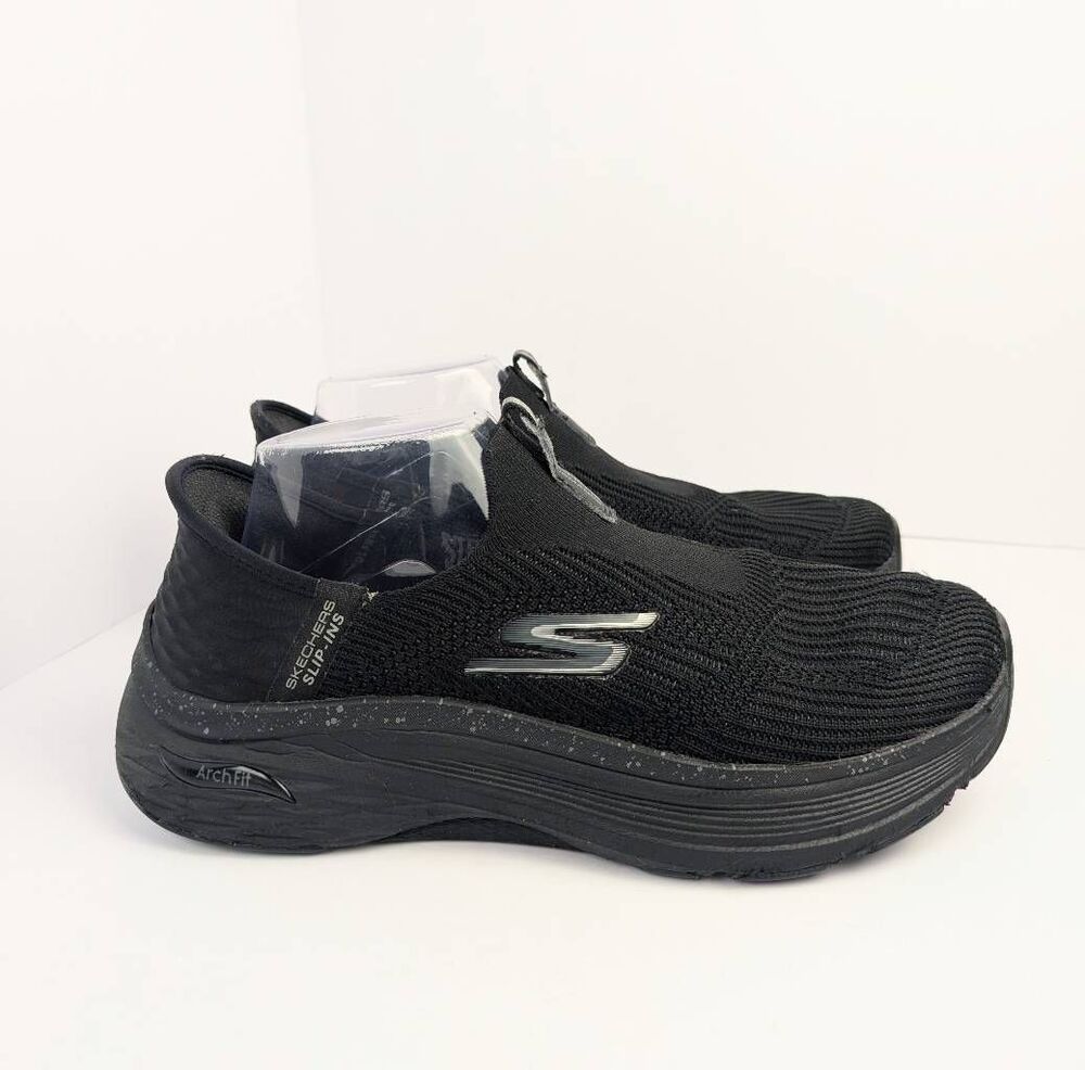 Skechers Black slip-ins archfit stretch knit slip on sneakers women's 9 - Picture 2 of 7